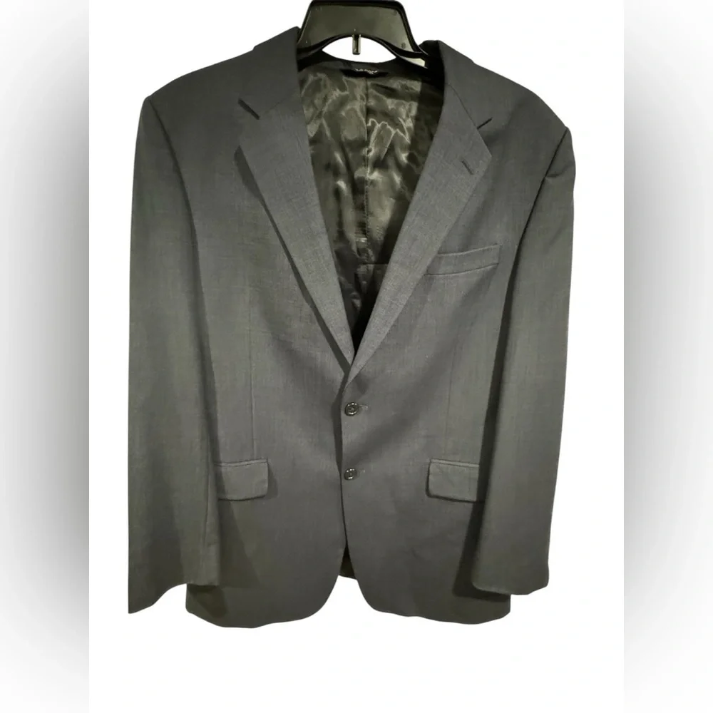 Jos. A. Bank 100% Wool Dark Navy Blue Suit 2 Button Blazer Size 44L Pants 39L
